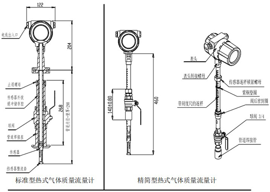 熱式空氣質(zhì)量流量計(jì)插入式結(jié)構(gòu)圖